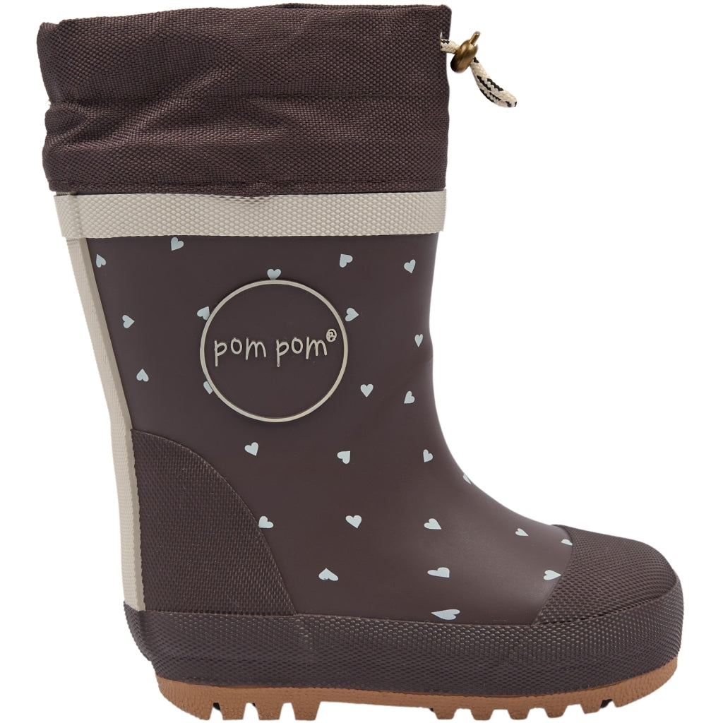 POM POM Brynn GumBoots Thermo AOP Rubber Boots Chestnut Heart AOP
