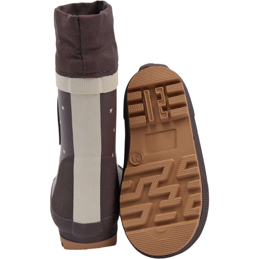 POM POM Brynn GumBoots Thermo AOP Rubber Boots Chestnut Heart AOP