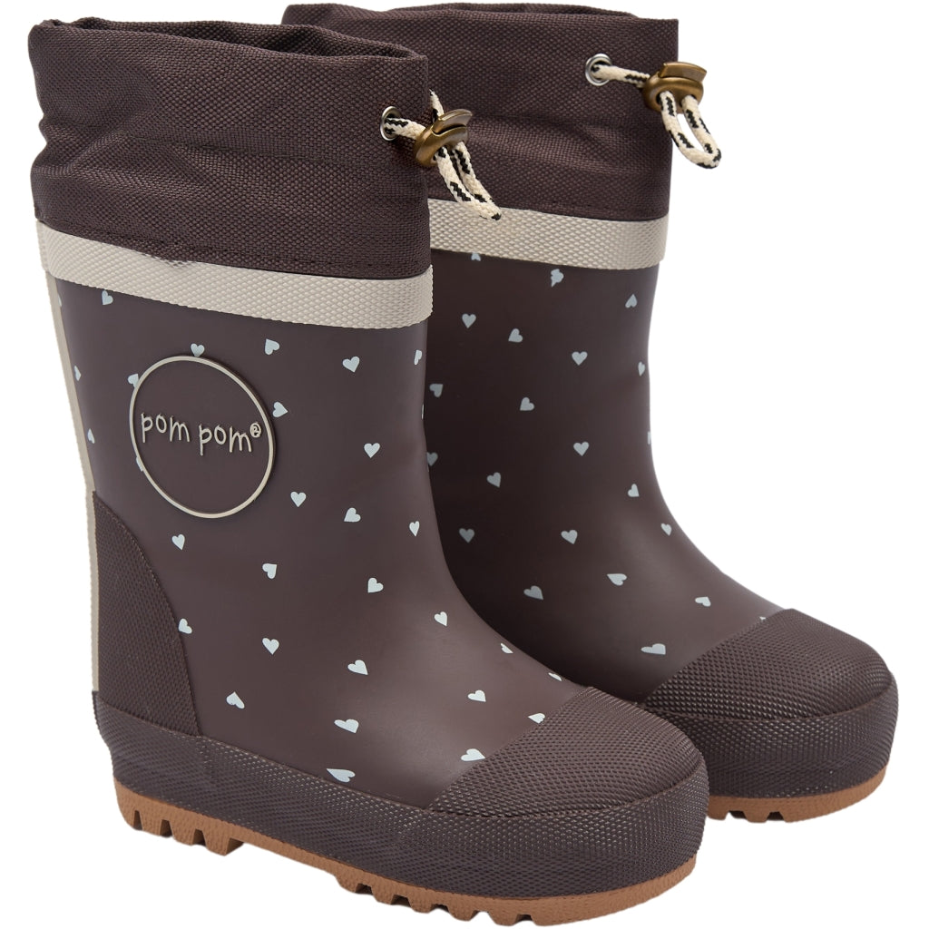 POM POM Brynn GumBoots Thermo AOP Rubber Boots Chestnut Heart AOP