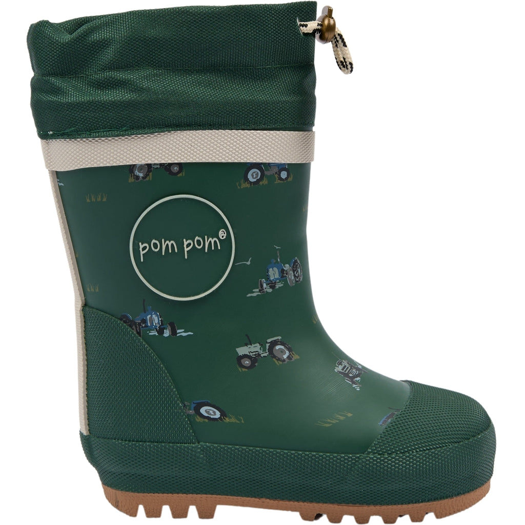 POM POM Brynn GumBoots Thermo AOP Rubber Boots Trekking Green Tractor AOP