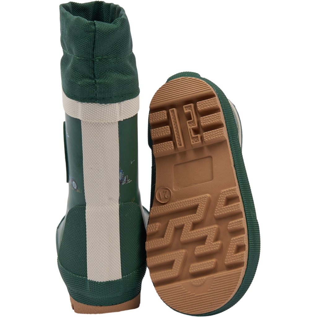 POM POM Brynn GumBoots Thermo AOP Rubber Boots Trekking Green Tractor AOP