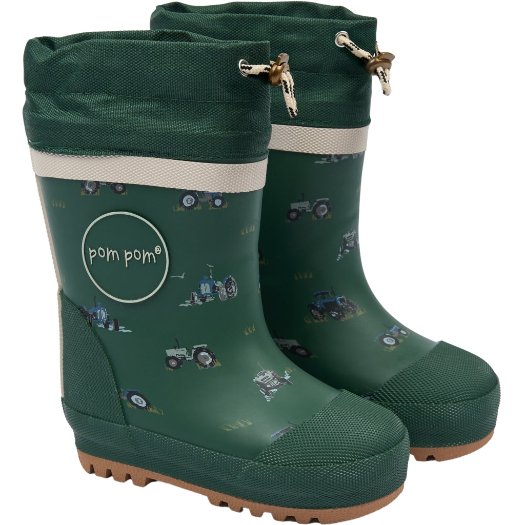 POM POM Brynn GumBoots Thermo AOP Rubber Boots Trekking Green Tractor AOP