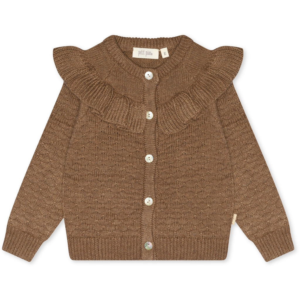 PETIT PIAO Cardigan Shoulder Frill Cardigan Caramel
