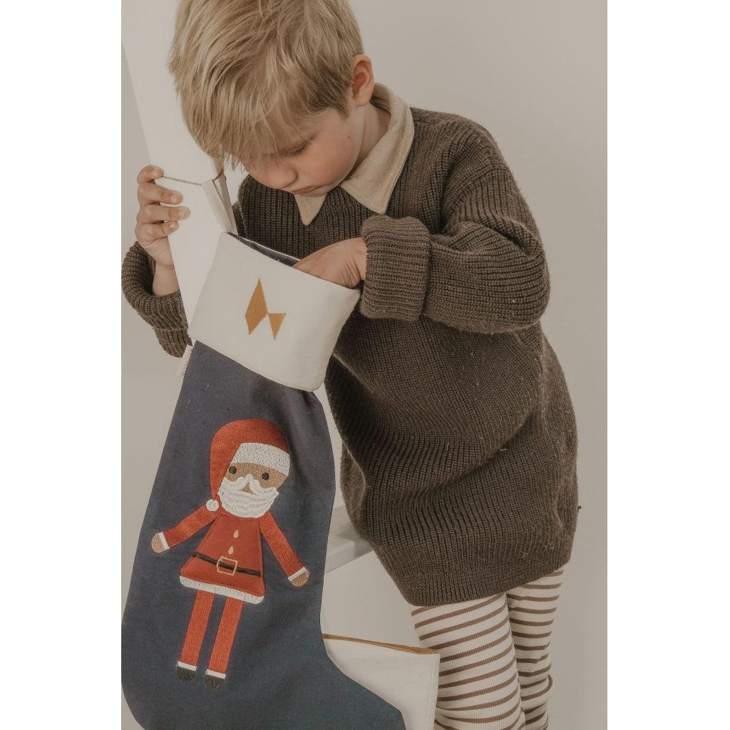 Fabelab Christmas Stocking - Blue Santa Decoration Peacoat