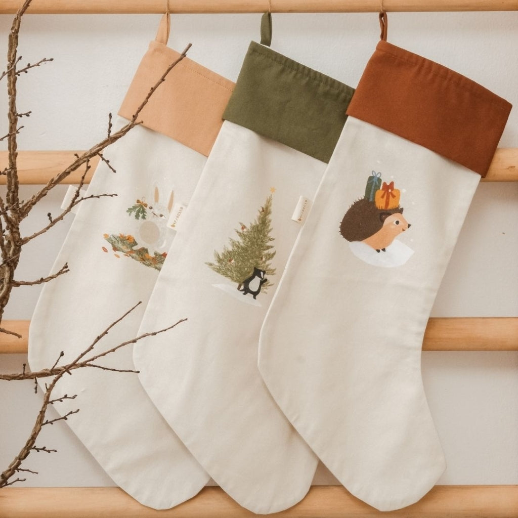 Fabelab Christmas Stocking - printed - Woodland Badger Decoration Oat Milk