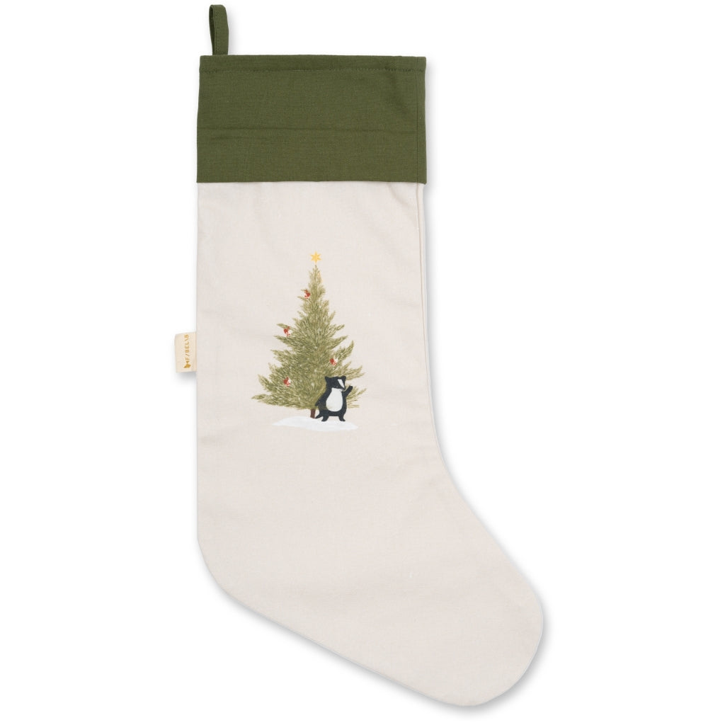 Fabelab Christmas Stocking - printed - Woodland Badger Decoration Oat Milk