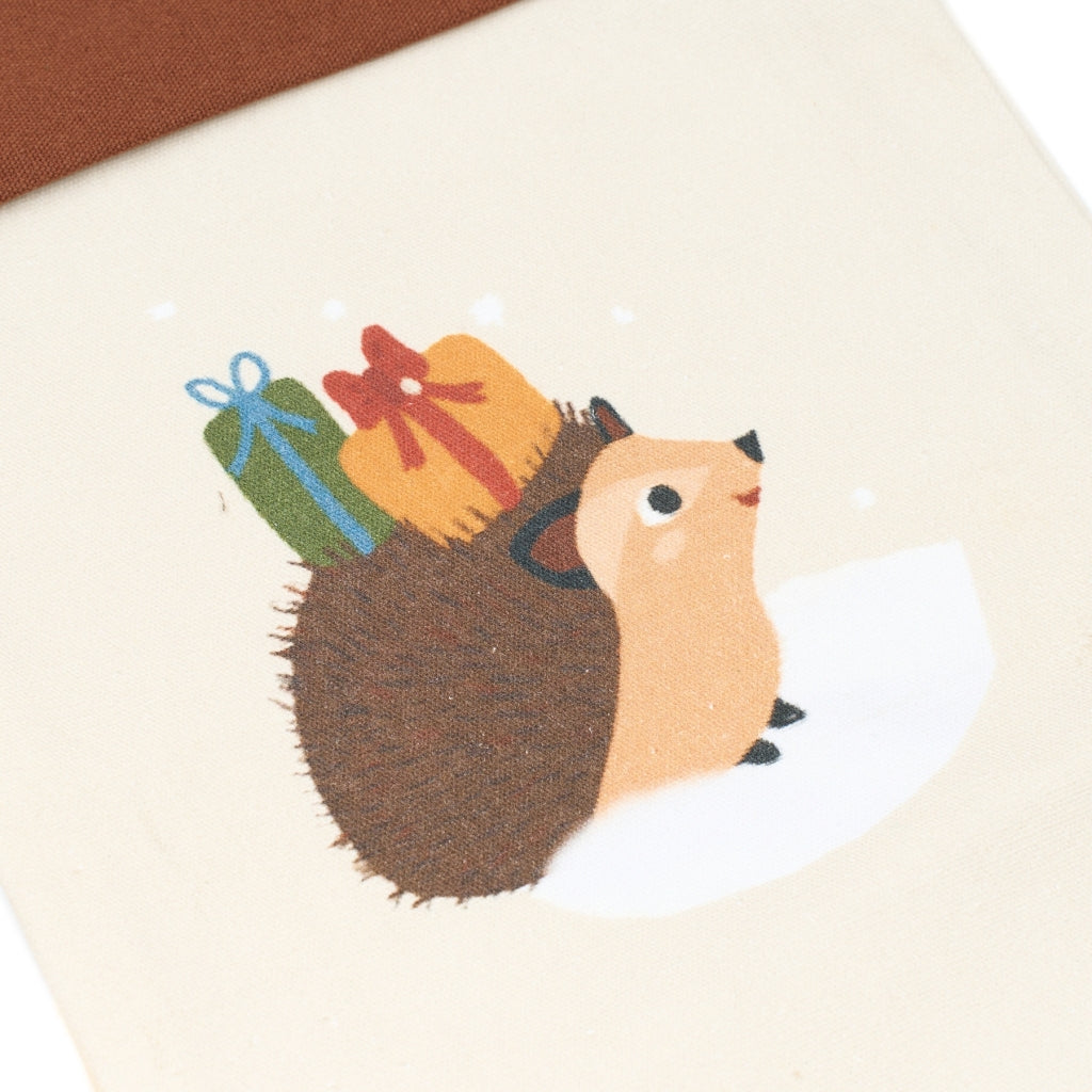 Fabelab Christmas Stocking - printed - Woodland Hedgehog Decoration Oat Milk