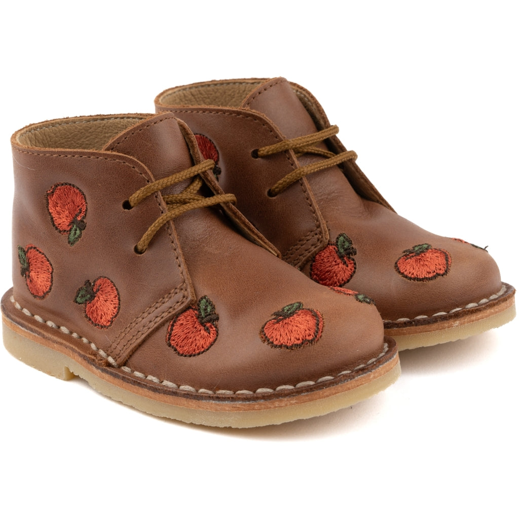 POM POM Dessert lace Boot Dark Camel