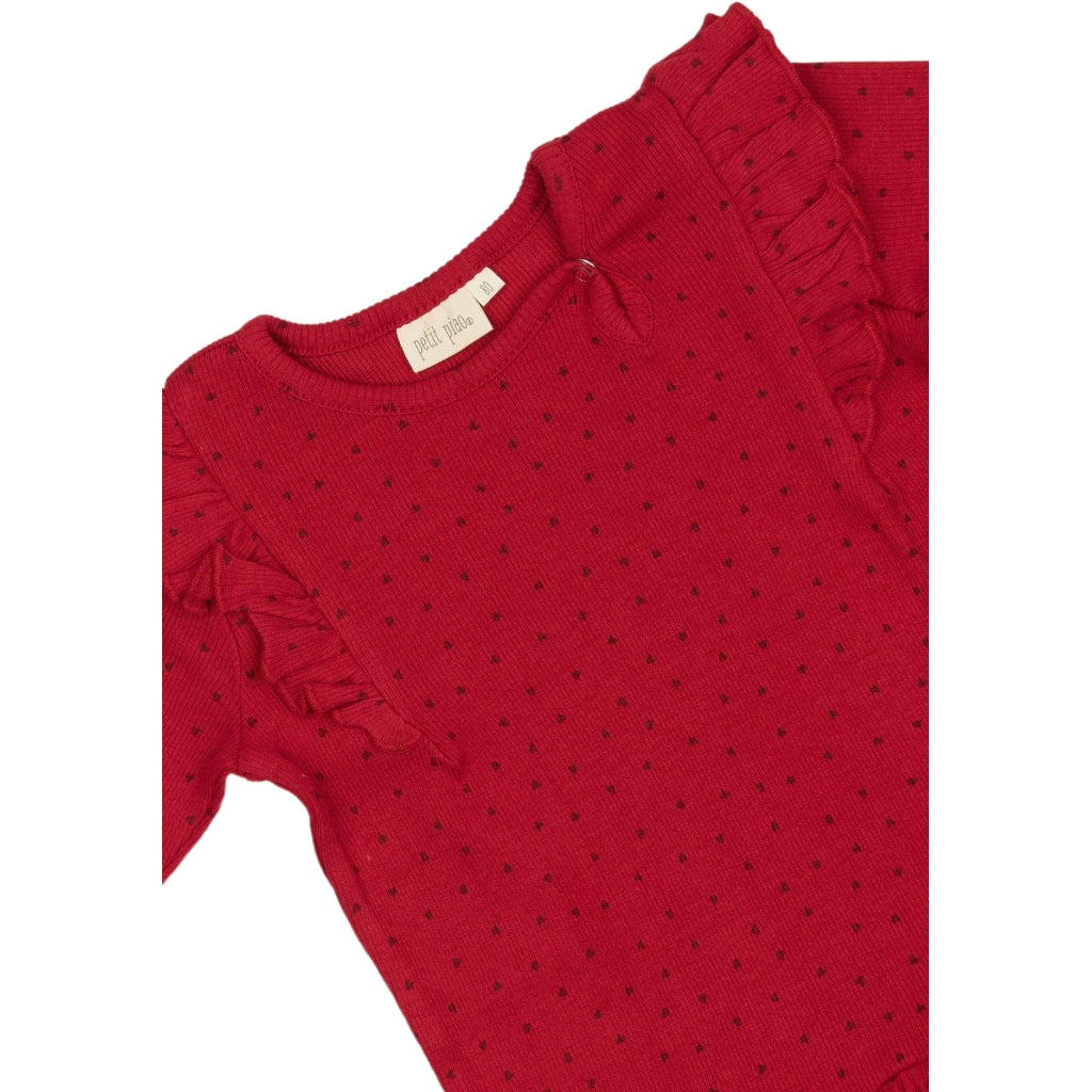 PETIT PIAO Dress L/S Frill Modal heart Kjoler Jet Red/Biking Red