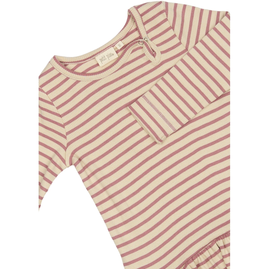 PETIT PIAO Dress L/S Modal Striped Kjoler Nostalgic Rose/off white