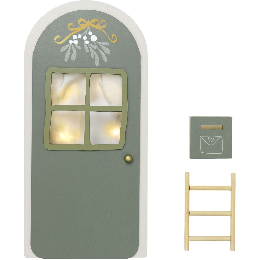 Fabelab Elf Door - Green with light Decoration Moss