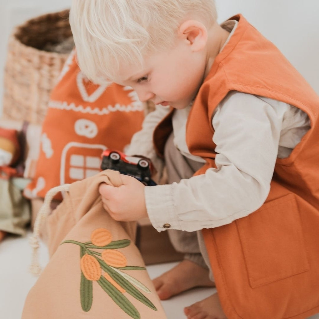 Fabelab Gift Bag - Buckthorn embroidery - Caramel Decoration Chestnut