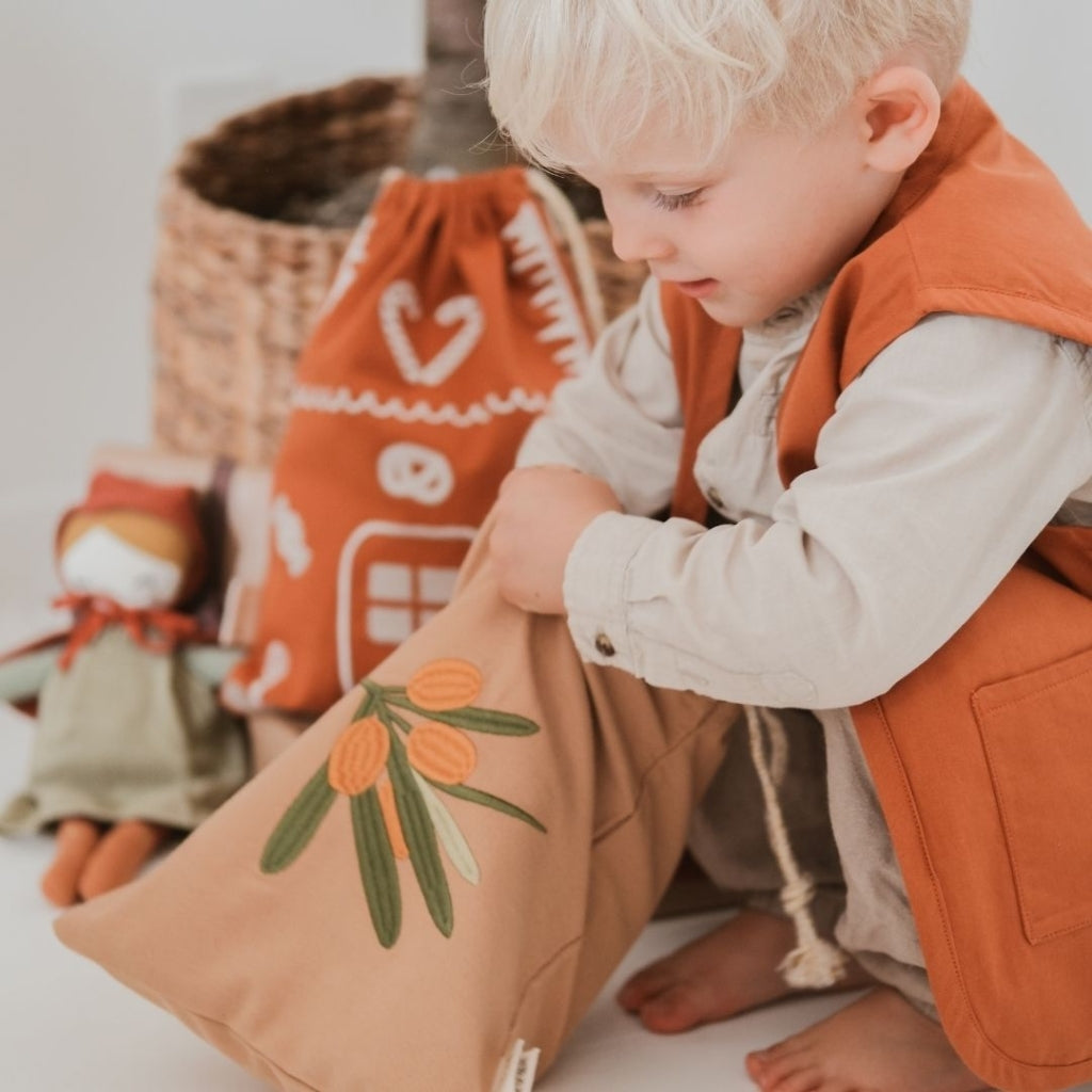 Fabelab Gift Bag - Buckthorn embroidery - Caramel Decoration Chestnut