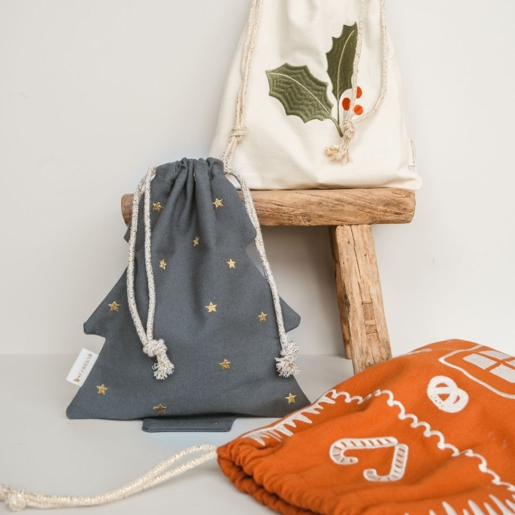 Fabelab Gift Bag - Holly embroidery - Birch Decoration Birch