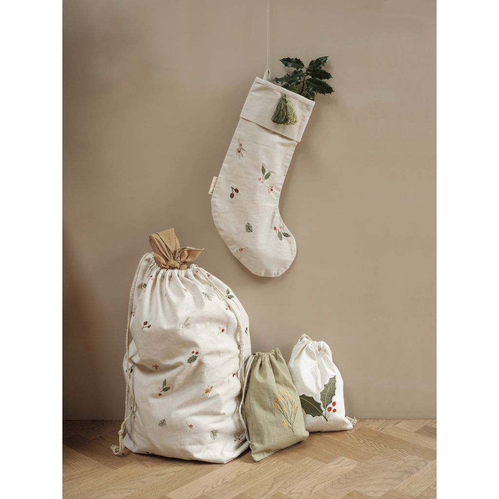 Fabelab Gift Bag - Pine embroidery - Sage Decoration Caramel