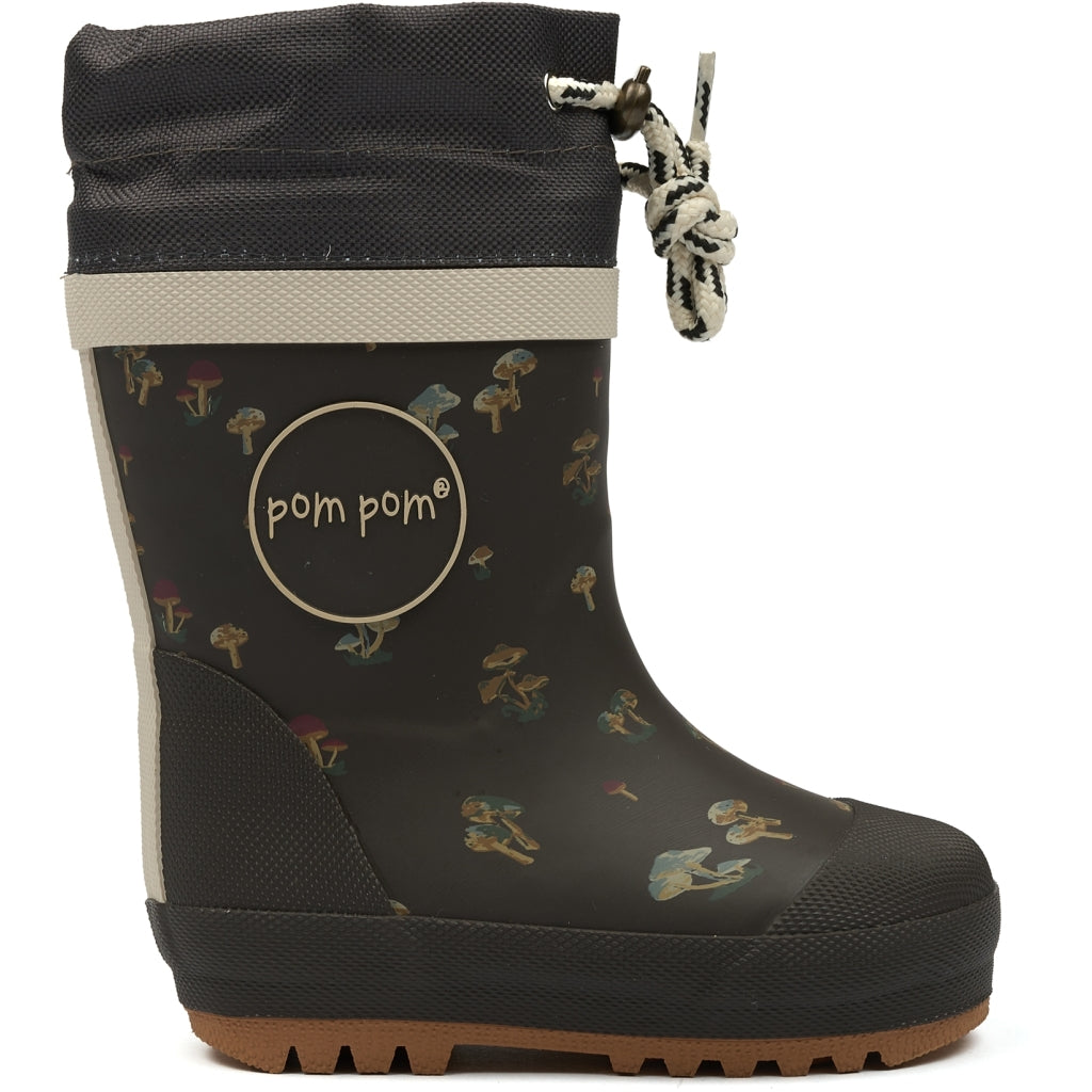 POM POM GumBoots™ Thermo Rubber Boots Fungi (Dark Background)