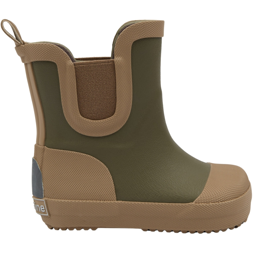 Mikk-Line Gummistøvler m/ Regnbue print Barefoot Dusty Olive
