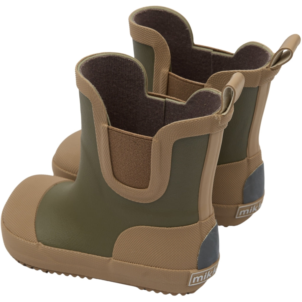 Mikk-Line Gummistøvler m/ Regnbue print Barefoot Dusty Olive