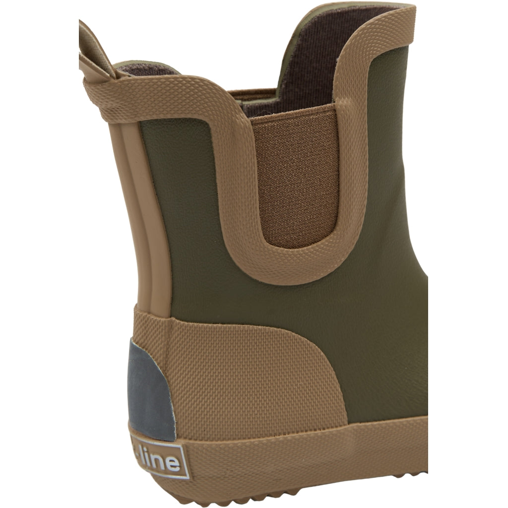 Mikk-Line Gummistøvler m/ Regnbue print Barefoot Dusty Olive