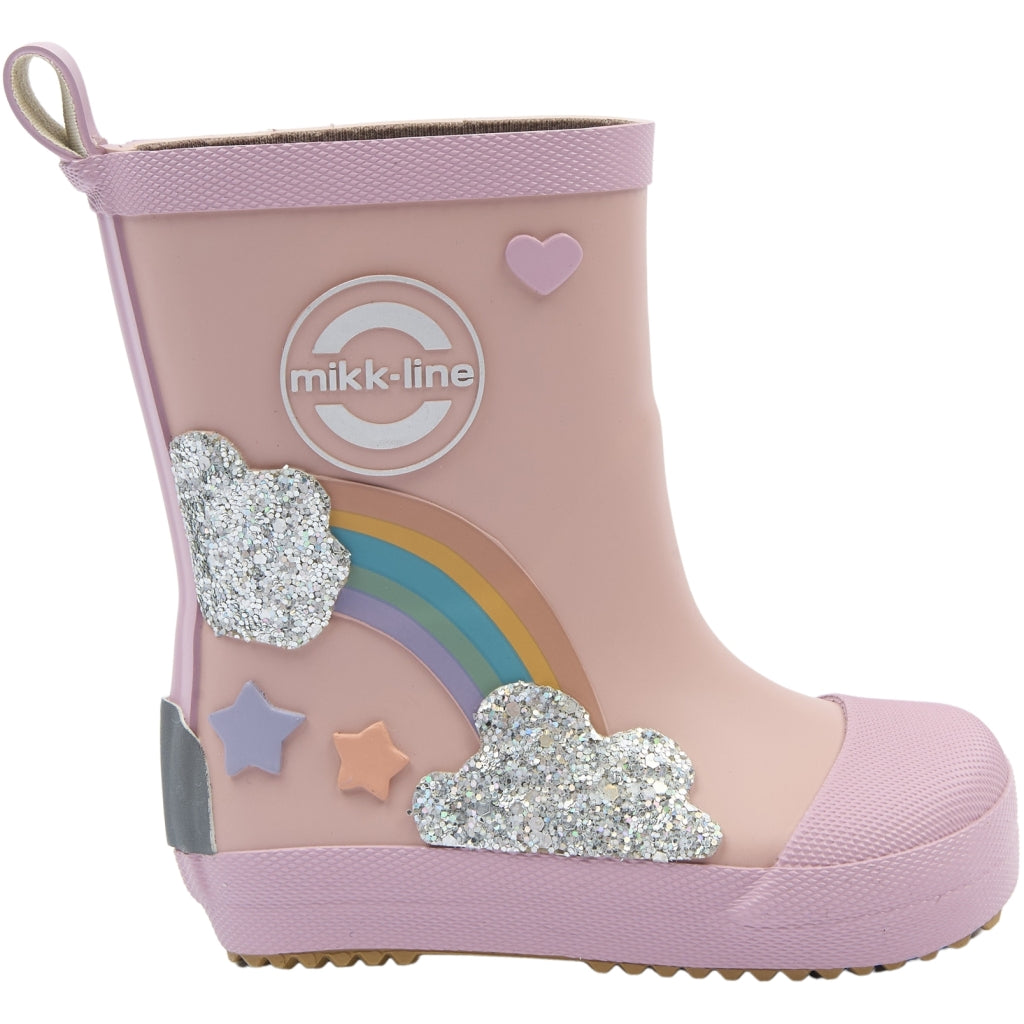 Mikk-Line Gummistøvler m/ Regnbue print Barefoot Adobe Rose