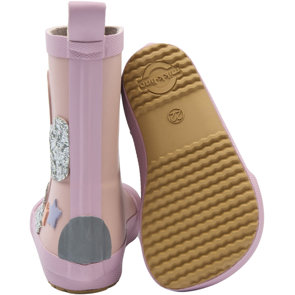 Mikk-Line Gummistøvler m/ Regnbue print Barefoot Adobe Rose