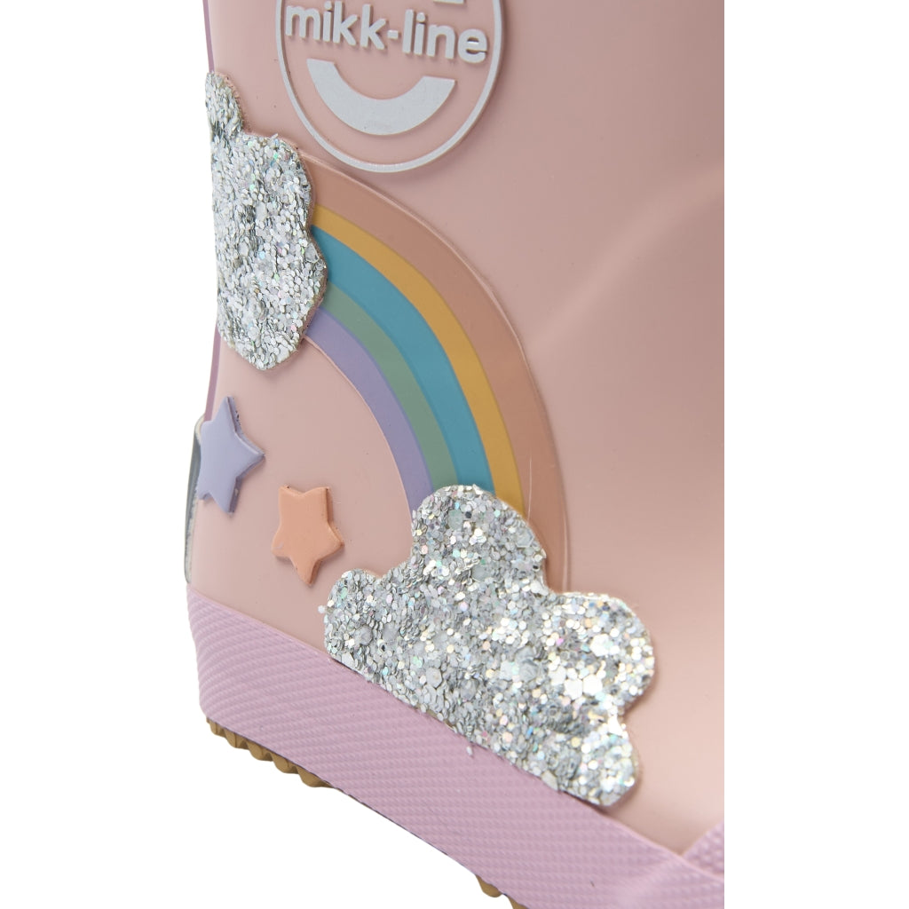 Mikk-Line Gummistøvler m/ Regnbue print Barefoot Adobe Rose