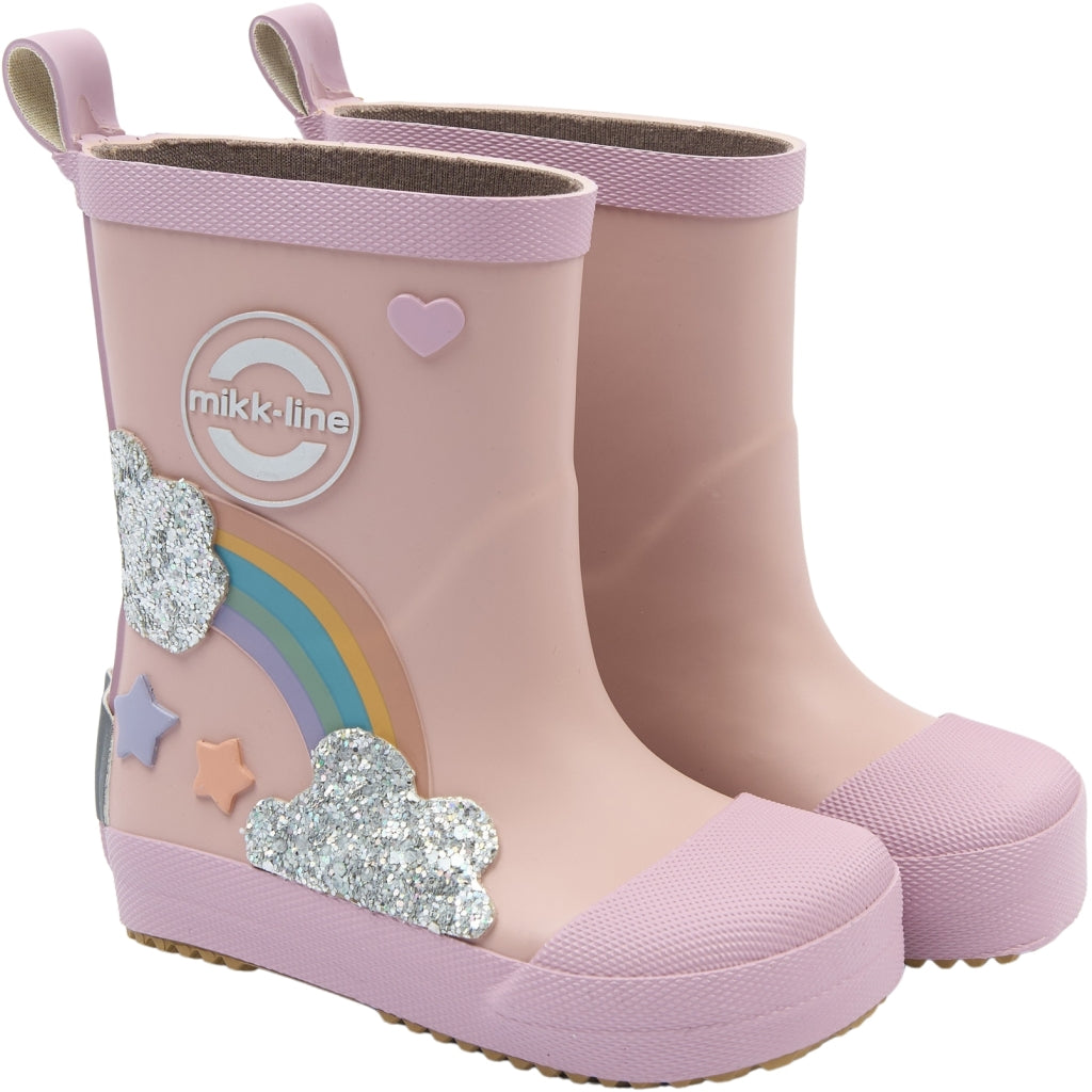Mikk-Line Gummistøvler m/ Regnbue print Barefoot Adobe Rose
