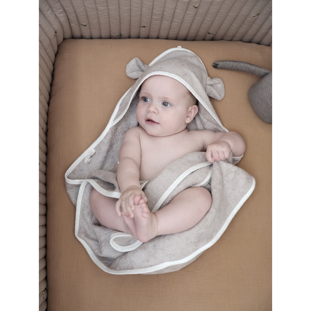 Fabelab Hooded Baby Towel - Bear - Beige Badekåber Beige