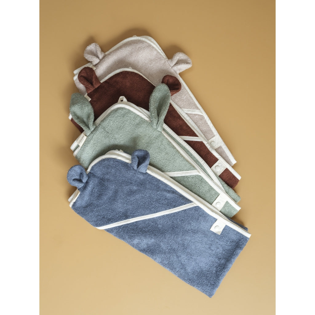 Fabelab Hooded Baby Towel - Bear - Blue Spruce Badekåber Blue Spruce