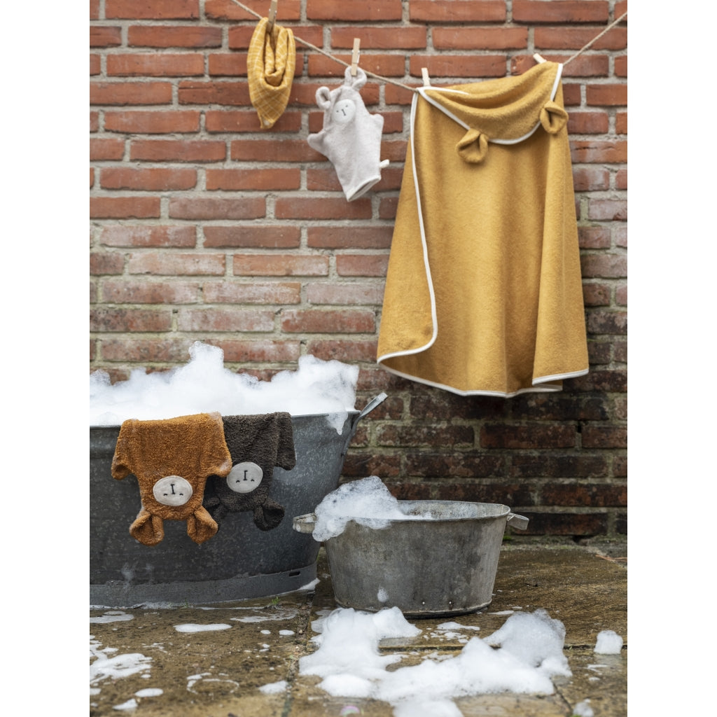 Fabelab Hooded Baby Towel - Bear - Ochre Badekåber Ochre