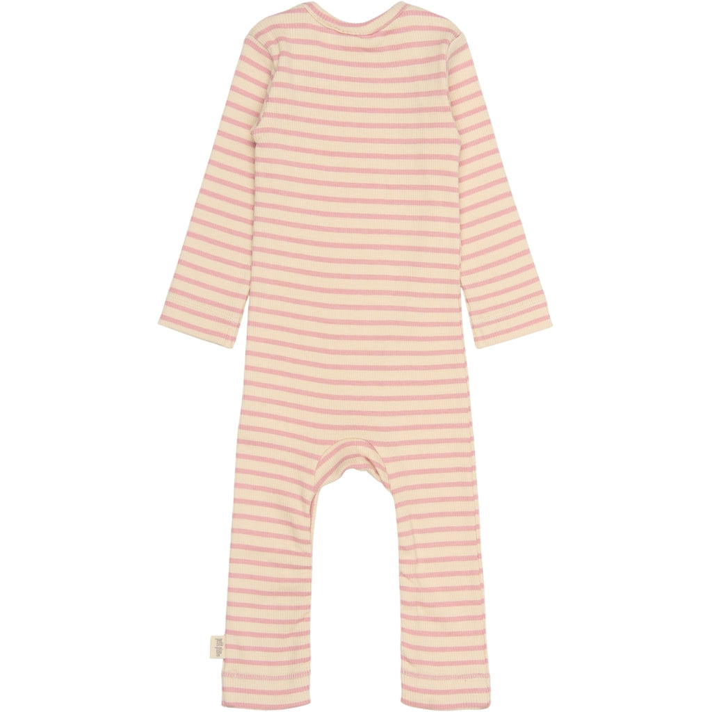 PETIT PIAO Jumpsuit L/S Modal Striped Heldragter Bright Rose/Dark Off White
