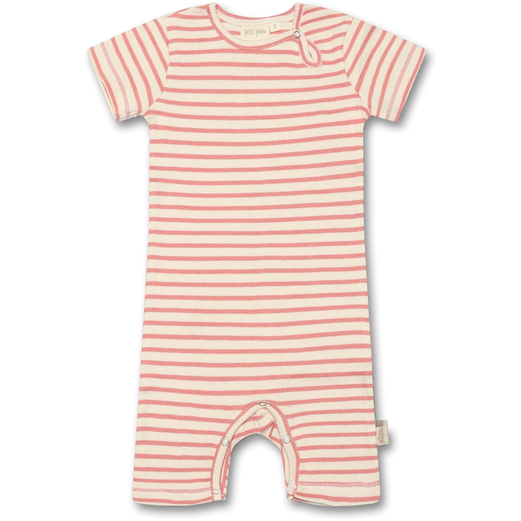 PETIT PIAO Jumpsuit S/S Modal Striped Heldragter Sea Shell Pink