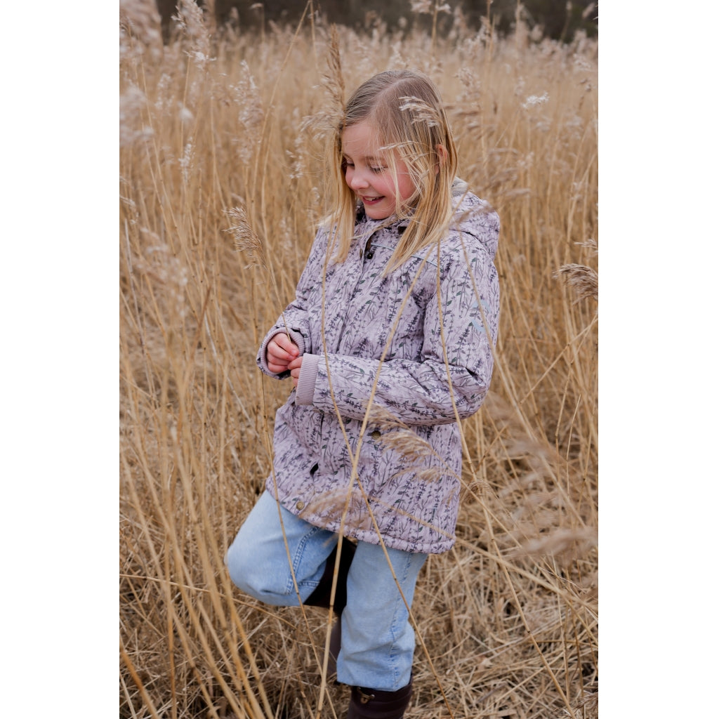 Mikk-Line Junior Vinterjakke Polyester & Blomster Print Jakker Cloud Gray