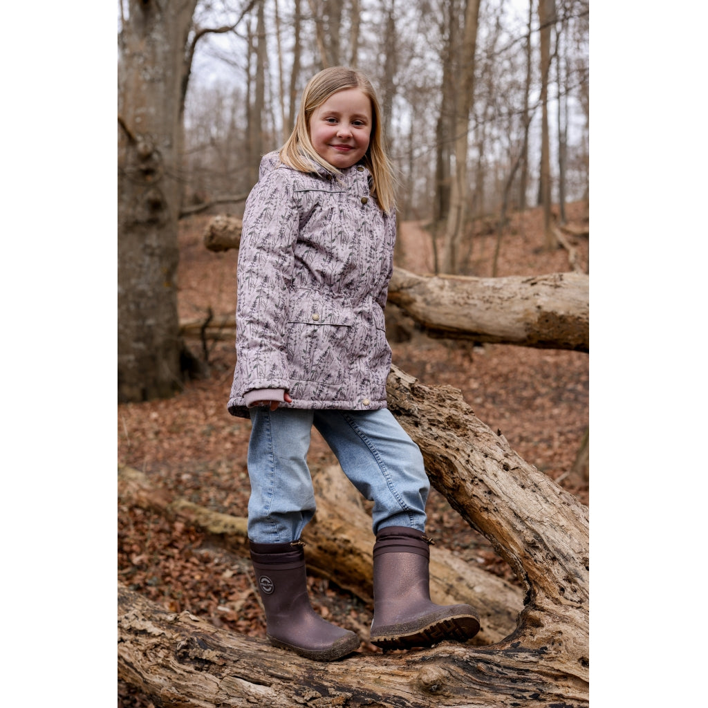 Mikk-Line Junior Vinterjakke Polyester & Blomster Print Jakker Cloud Gray