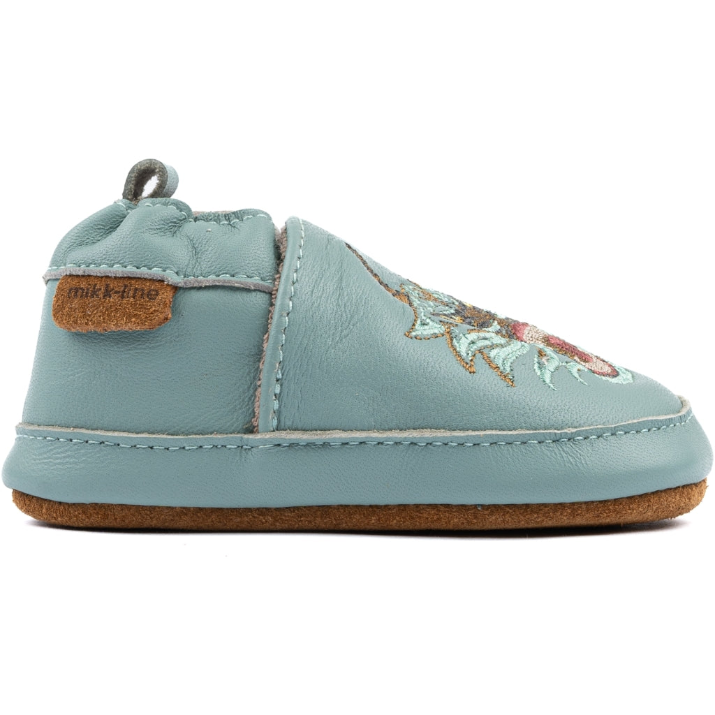 Mikk-Line Læder Hjemmesko (3D details) Leather Slippers Green bay