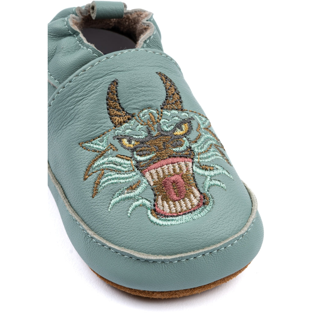 Mikk-Line Læder Hjemmesko (3D details) Leather Slippers Green bay