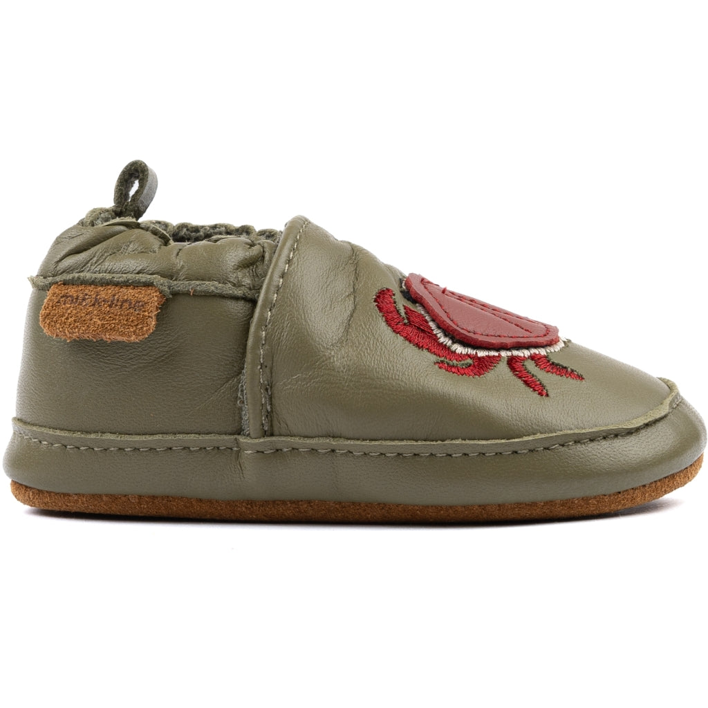 Mikk-Line Læder Hjemmesko (3D details) Leather Slippers Kelp