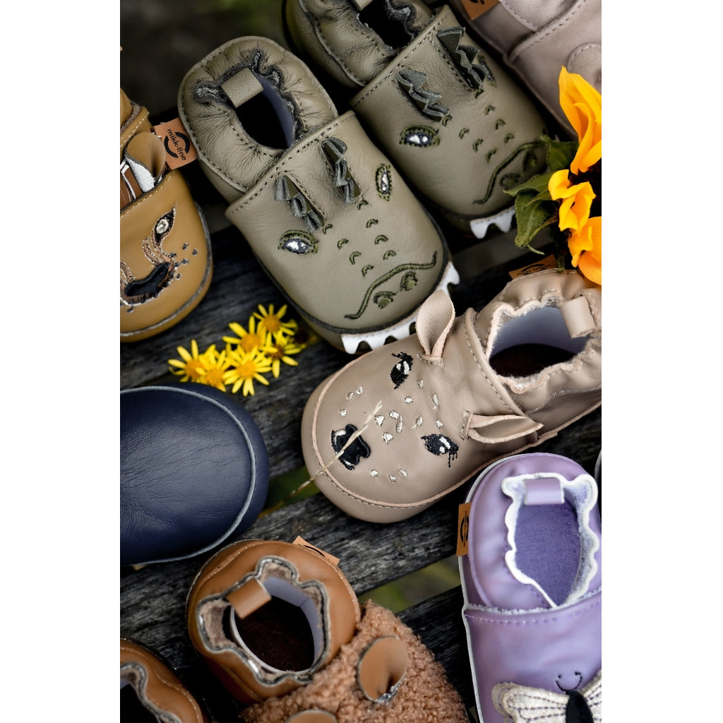 Mikk-Line Læder Hjemmesko (3D details) Leather Slippers Warm Taupe