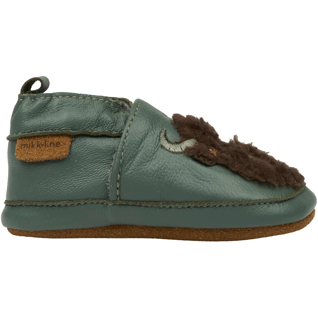 Mikk-Line Læder Hjemmesko (3D details) Slippers Balsam Green