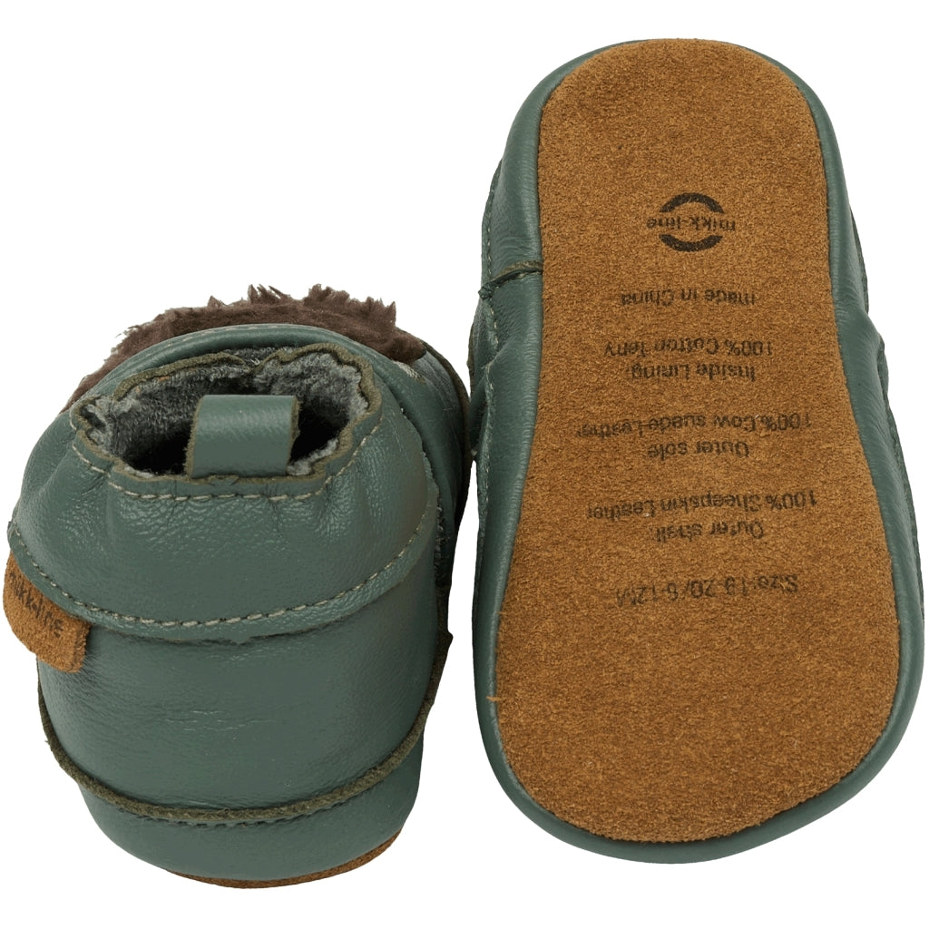 Mikk-Line Læder Hjemmesko (3D details) Slippers Balsam Green