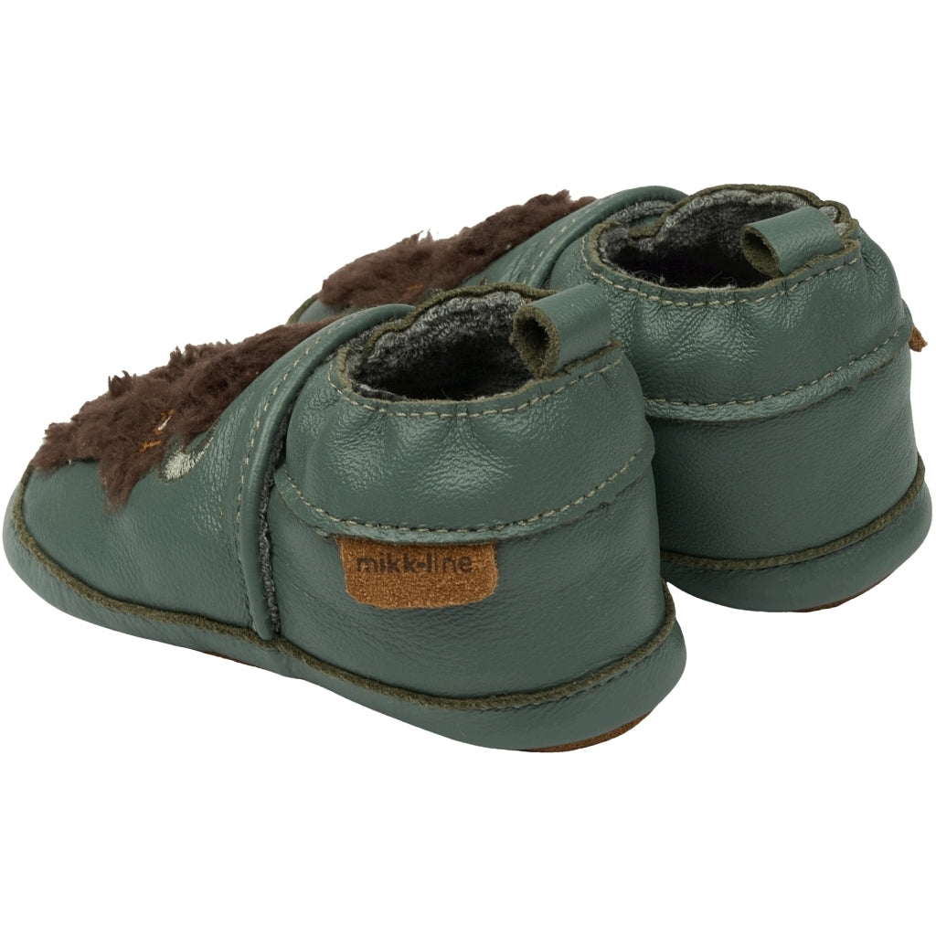 Mikk-Line Læder Hjemmesko (3D details) Slippers Balsam Green