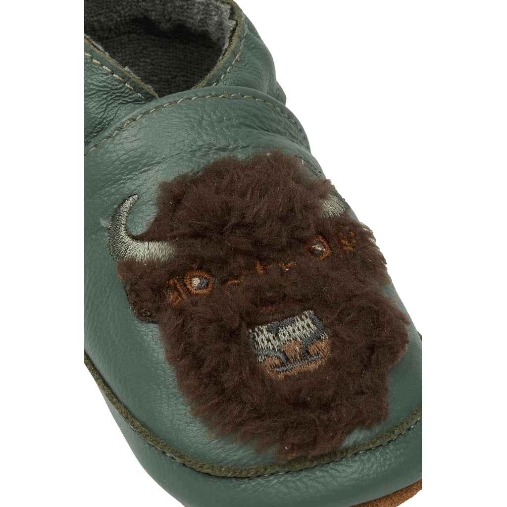 Mikk-Line Læder Hjemmesko (3D details) Slippers Balsam Green