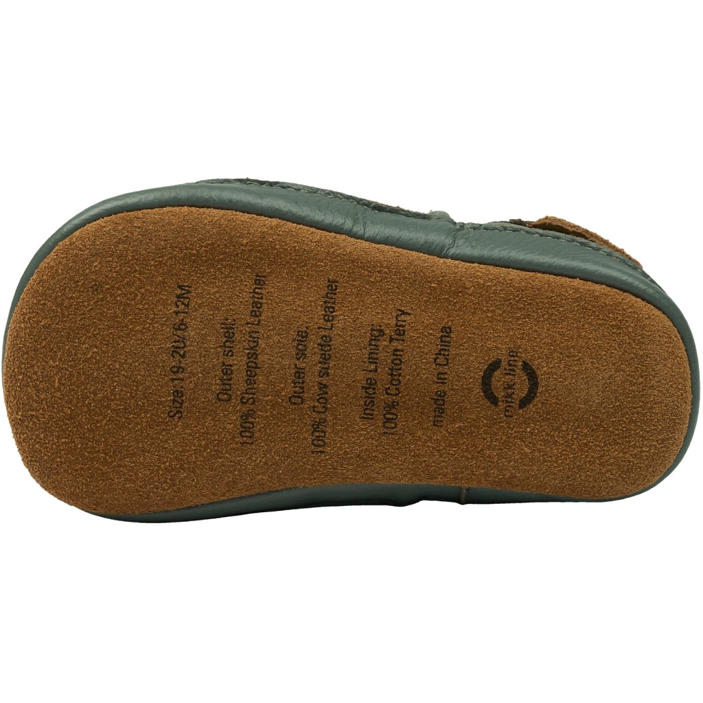 Mikk-Line Læder Hjemmesko (3D details) Slippers Balsam Green