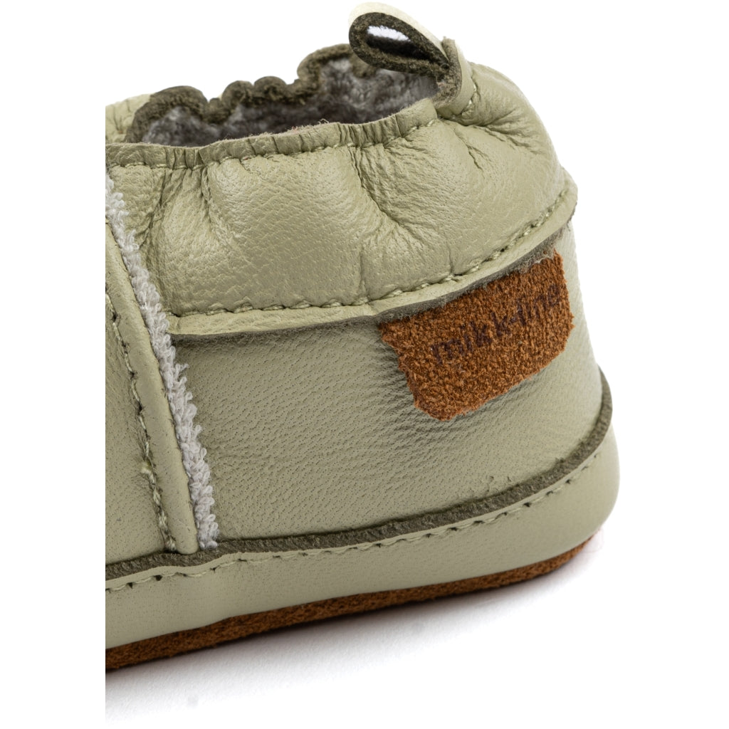 Mikk-Line Læder Hjemmesko (3D details) Slippers Gray green