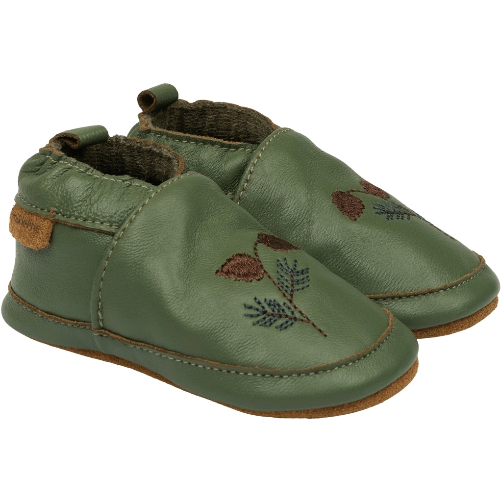 Mikk-Line Læder Hjemmesko (3D details) Slippers Thyme