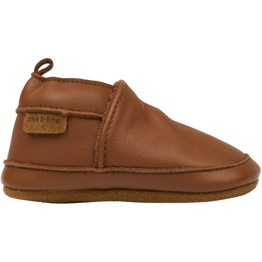 Mikk-Line Læder Hjemmesko (Ensfarvet) Slippers Cognac