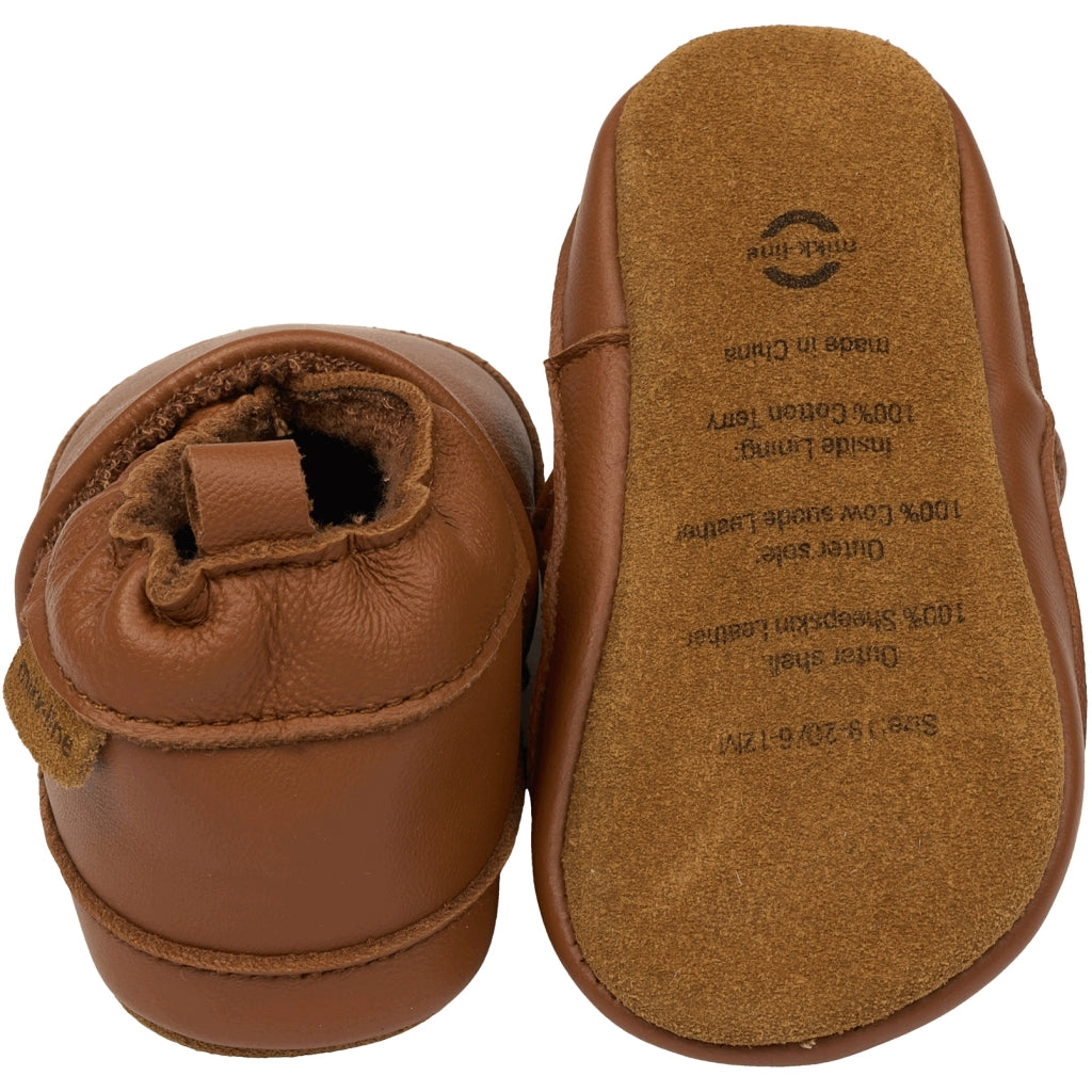 Mikk-Line Læder Hjemmesko (Ensfarvet) Slippers Cognac