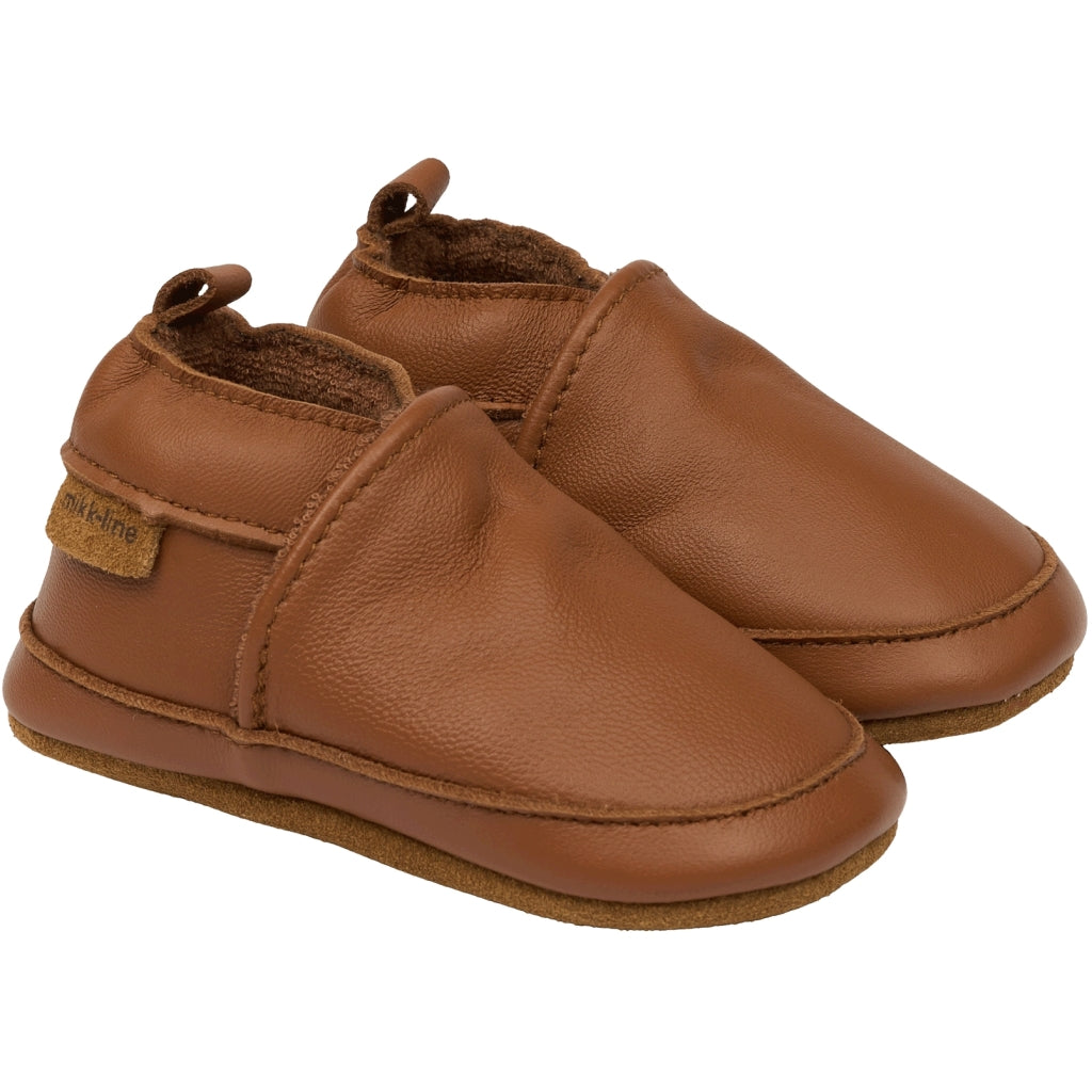 Mikk-Line Læder Hjemmesko (Ensfarvet) Slippers Cognac