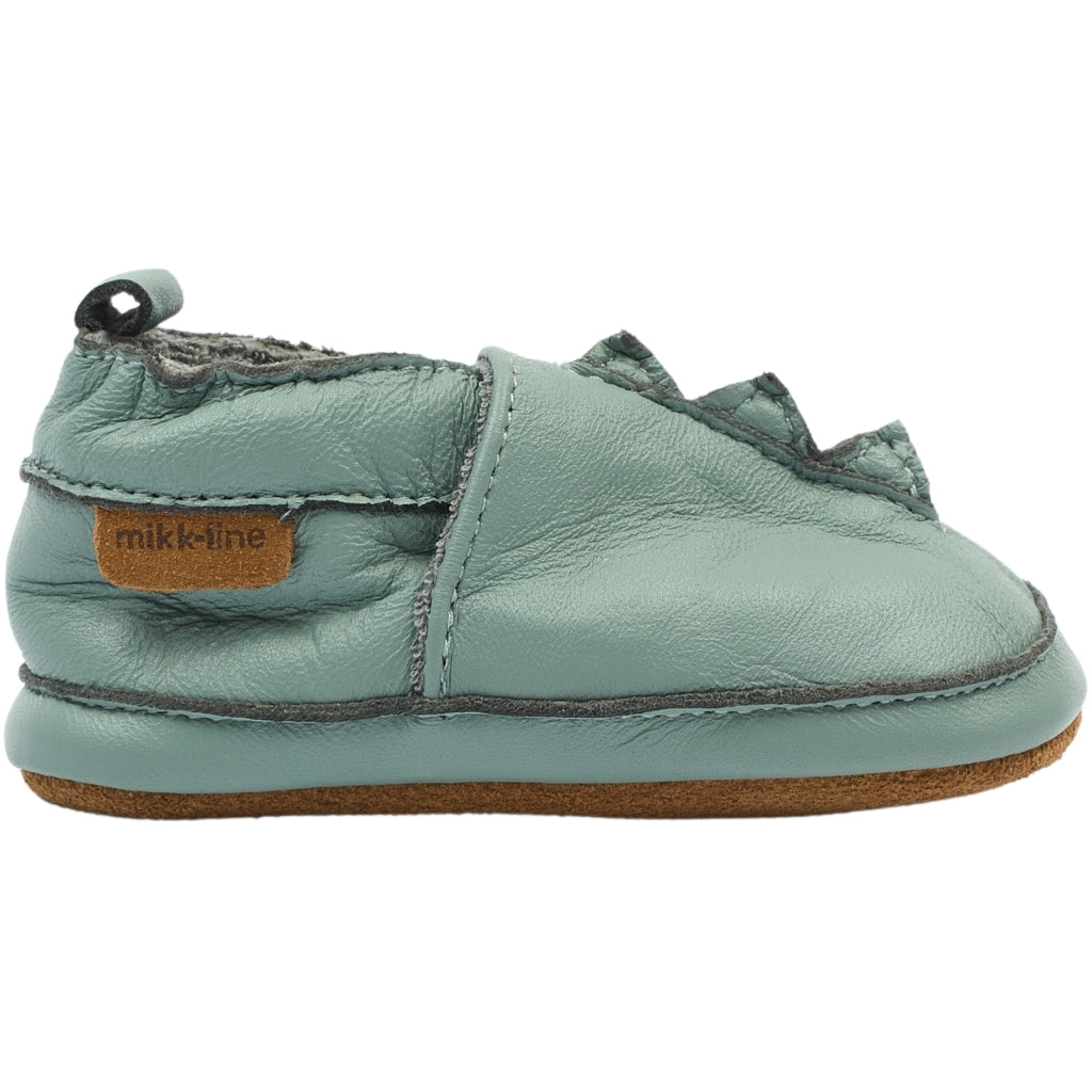 Mikk-Line Læder Hjemmesko (Ensfarvet) Slippers Green Milieu