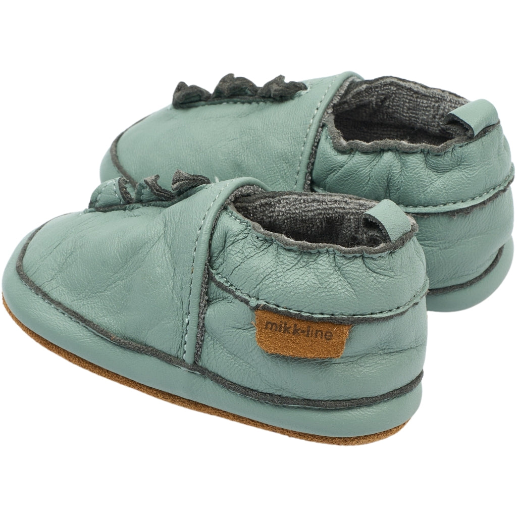 Mikk-Line Læder Hjemmesko (Ensfarvet) Slippers Green Milieu